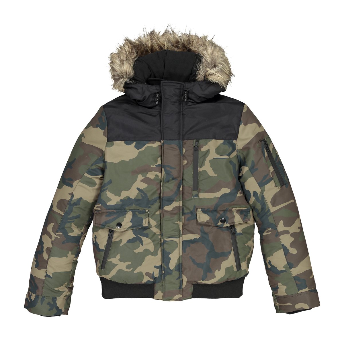 Blusão com capuz, estampado camuflagem, 10-18 anos