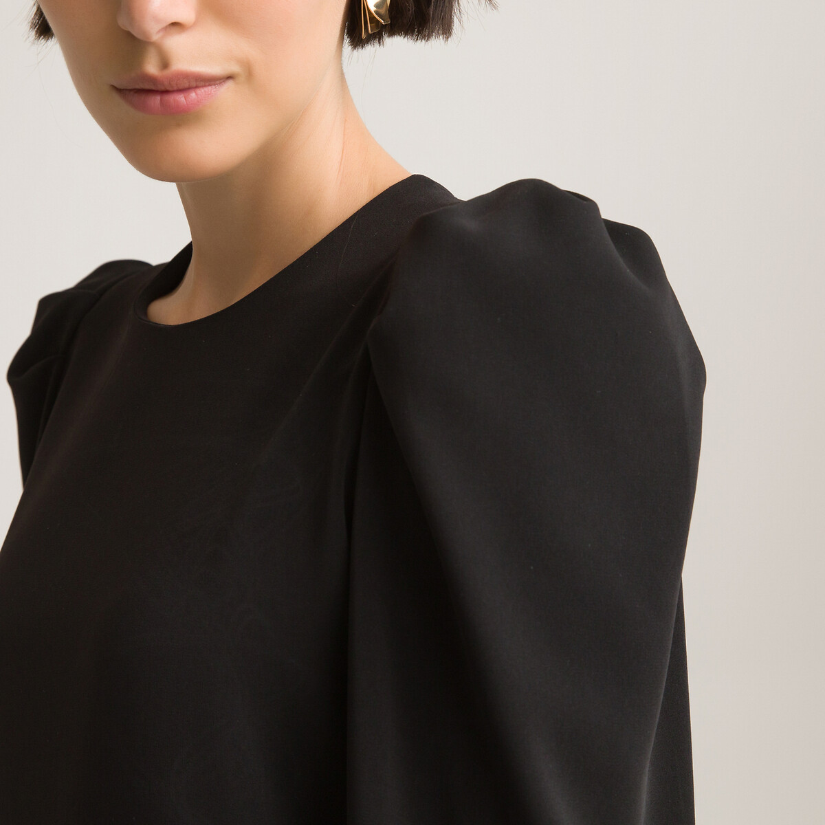 Платье LaRedoute Короткое прямое с длинными рукавами 46 черный, размер 46 - фото 3