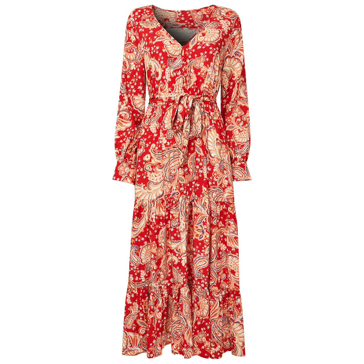 Платье-миди JOE BROWNS С длинными рукавами и ремешком 44 красный, размер 44 - фото 5