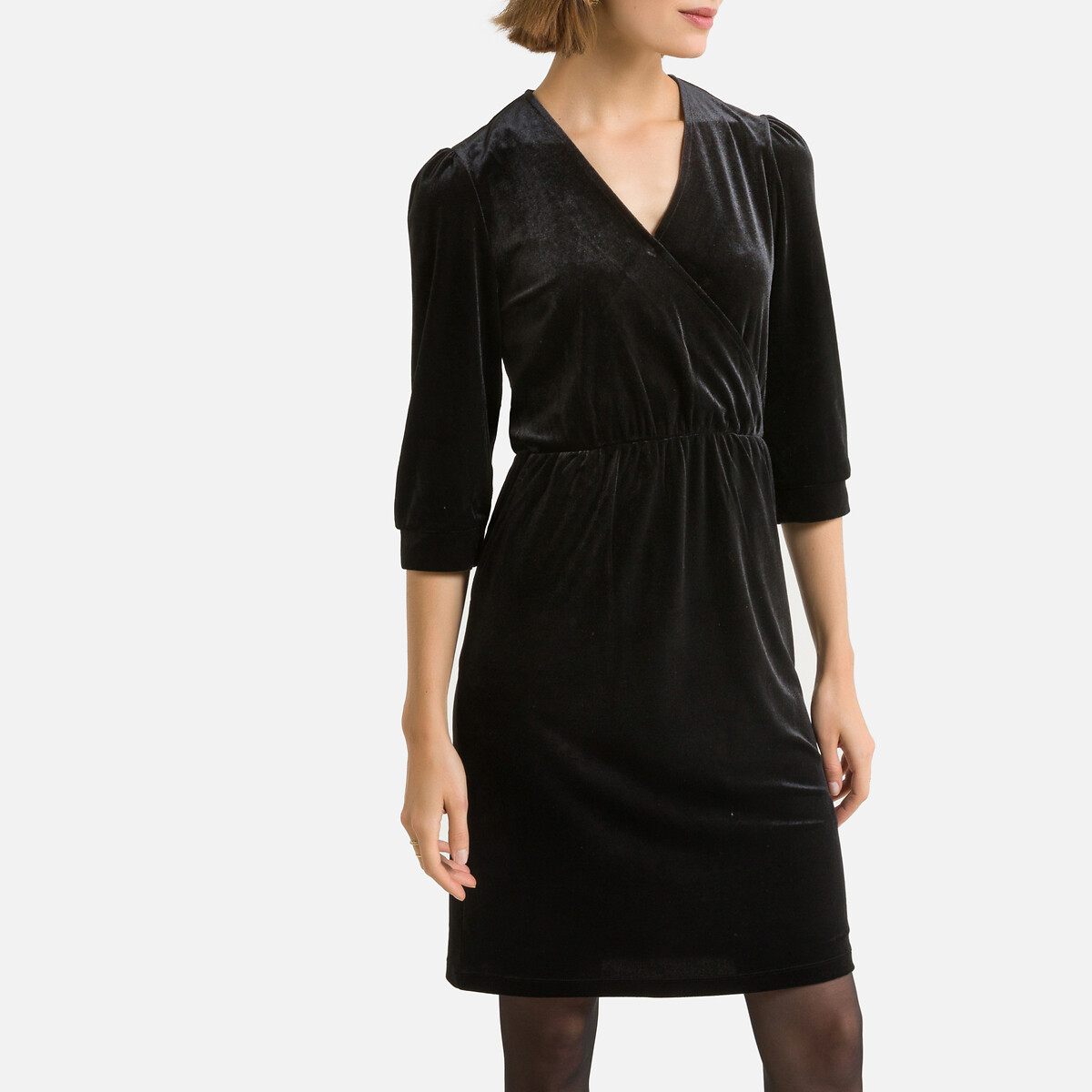 Платье Прямое средней длины с длинными рукавами из велюра 52 черный