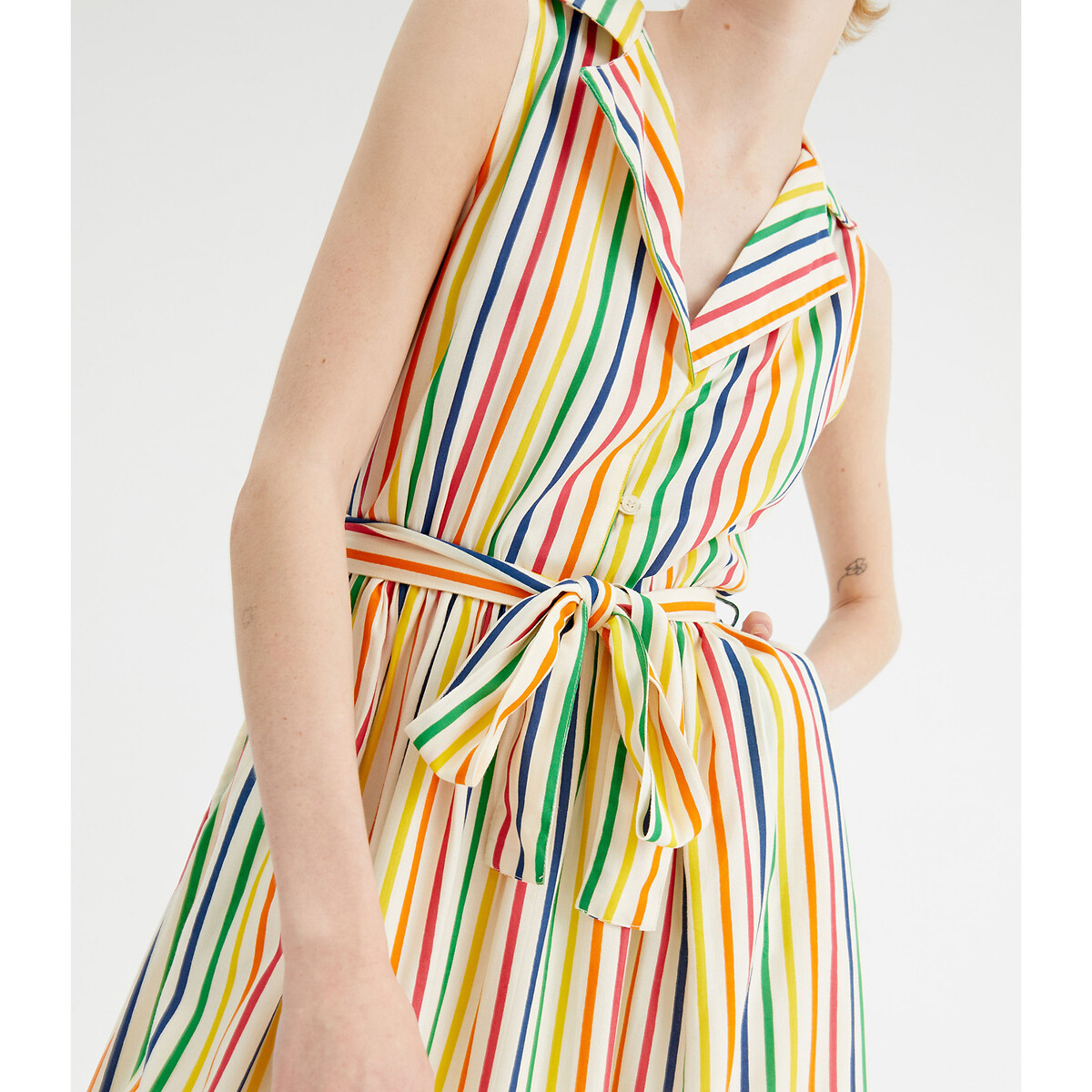 Платье-миди Без рукавов в разноцветную полоску XS разноцветный LaRedoute, размер XS - фото 2