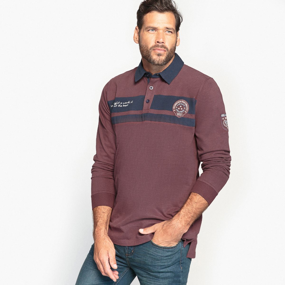 Polo bicolore, manches longues