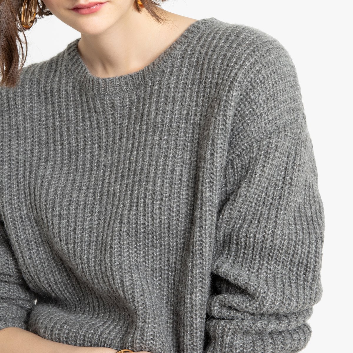 Пуловер La Redoute С воротником-стойка S серый, размер S - фото 4