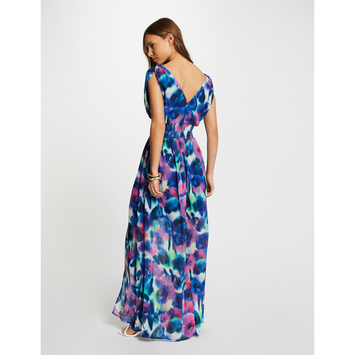 Платье длинное прямого покроя с принтом  46 фиолетовый LaRedoute, размер 46 - фото 4