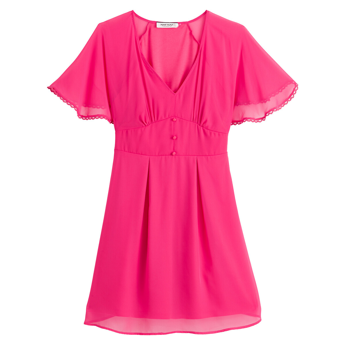 Платье LaRedoute Короткое с короткими рукавами V-образный вырез 48 розовый, размер 48 - фото 5