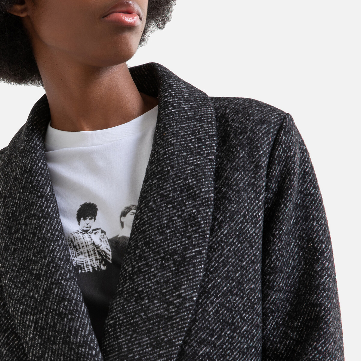 Пальто La Redoute Длинное с застежкой на пуговицы L черный, размер L - фото 3