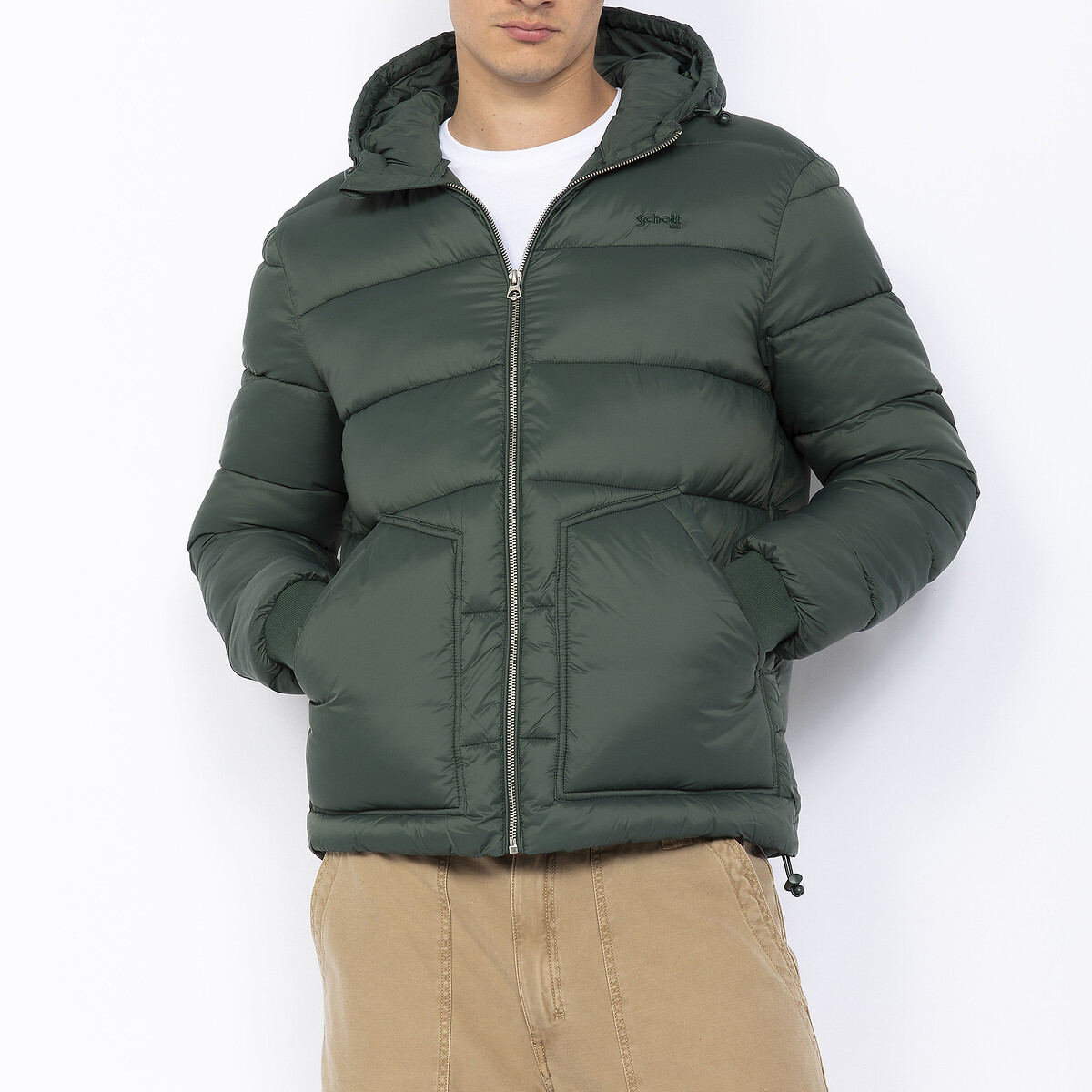 Куртка стеганая короткая с капюшоном демисезонная 3XL зеленый цена и фото