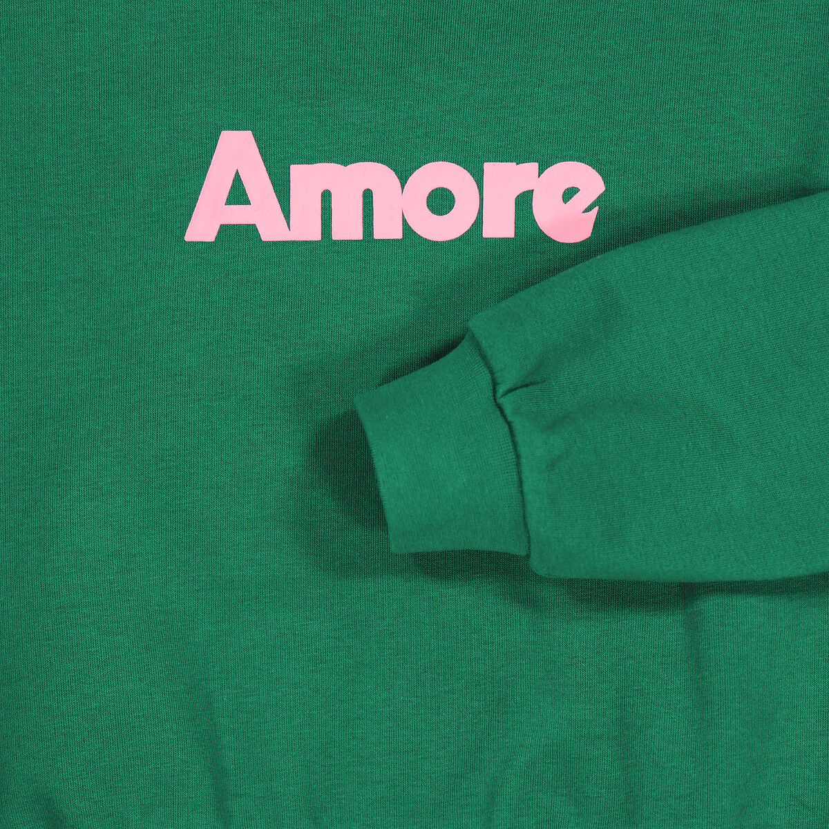 Свитшот с круглым вырезом из мольтона с надписью Amore  3 года - 94 см зеленый LaRedoute, размер 3 года - 94 см - фото 4