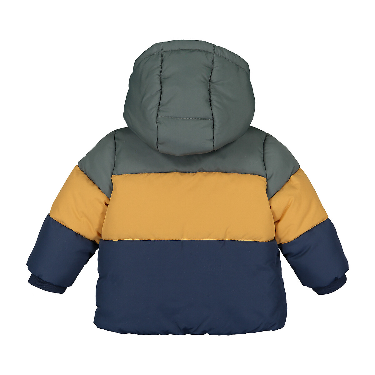 Куртка La Redoute Стеганая утепленная трехцветная с капюшоном 3 мес-3 года 9 мес. - 71 см разноцветный, размер 9 мес. - 71 см - фото 2