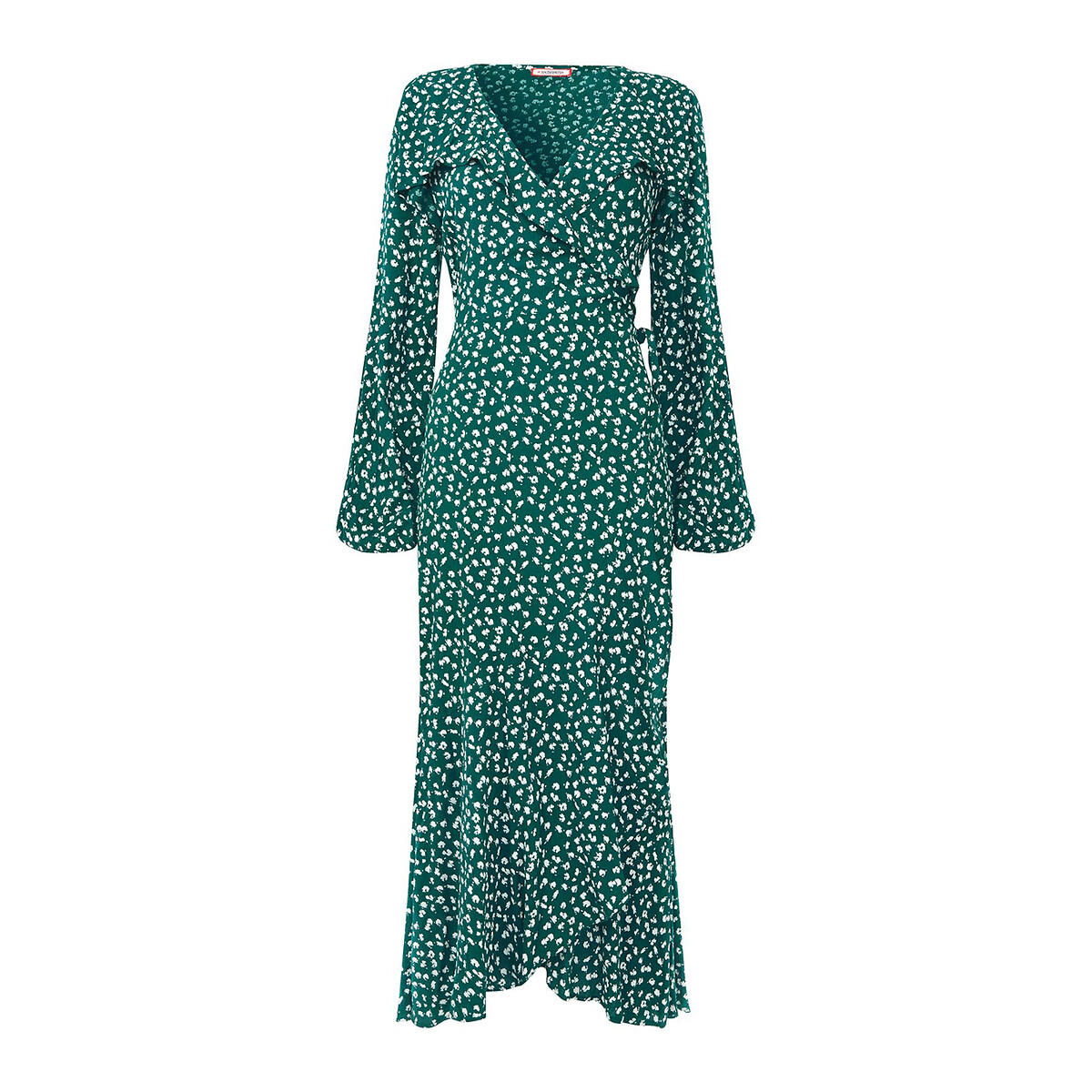 Платье-миди С вырезом с запахом и принтом 50 зеленый LaRedoute, размер 50 - фото 4