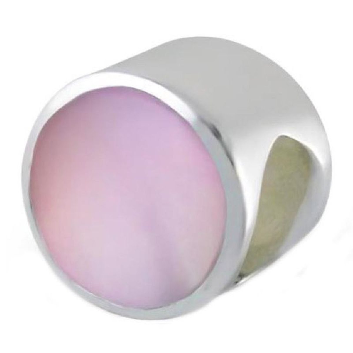 Charm Perle Disque Nacre Rose Argent 925 - Compatible Pandora, Trollbeads, Chamilia, Biagi