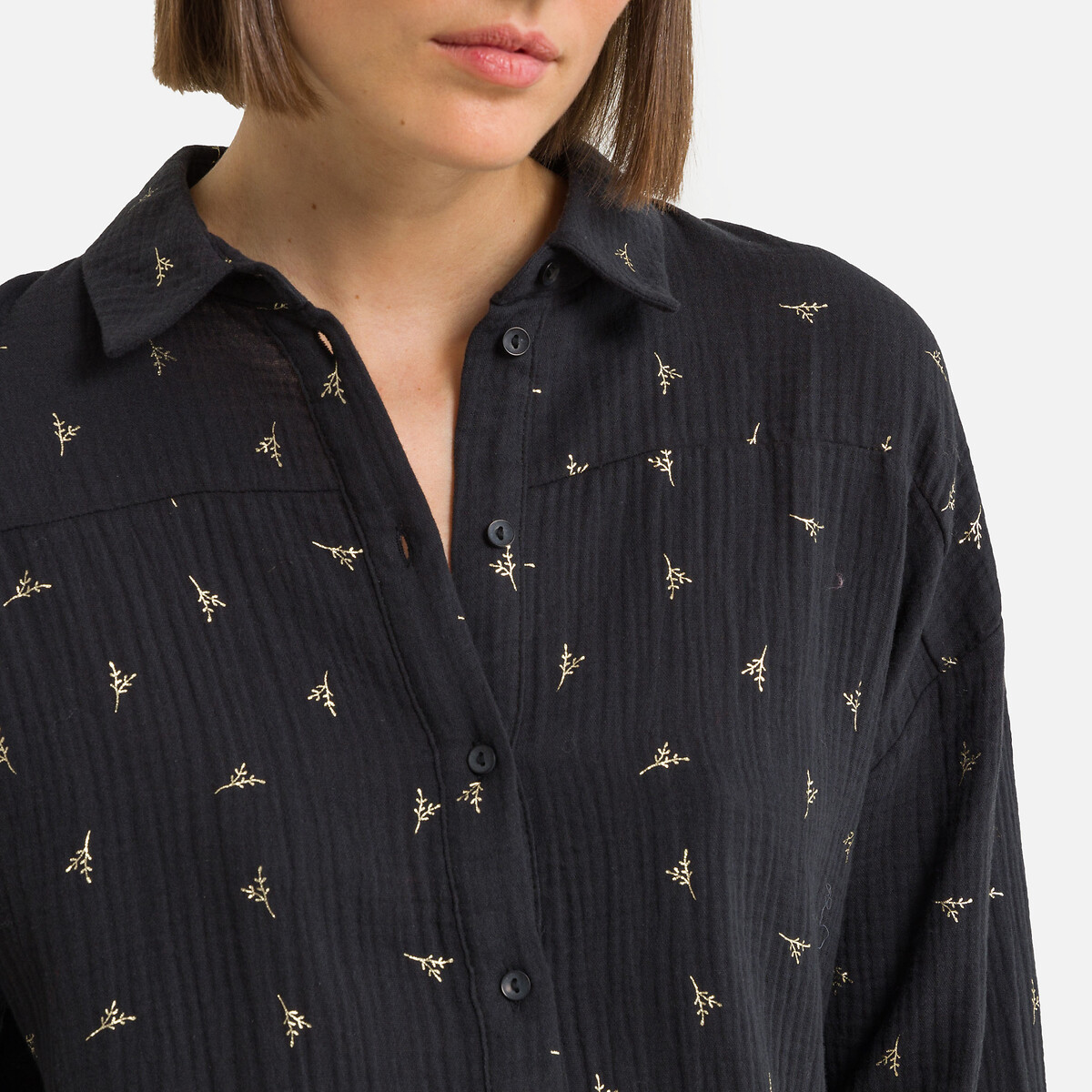 Блузка С вышивкой L черный LaRedoute, размер L - фото 3