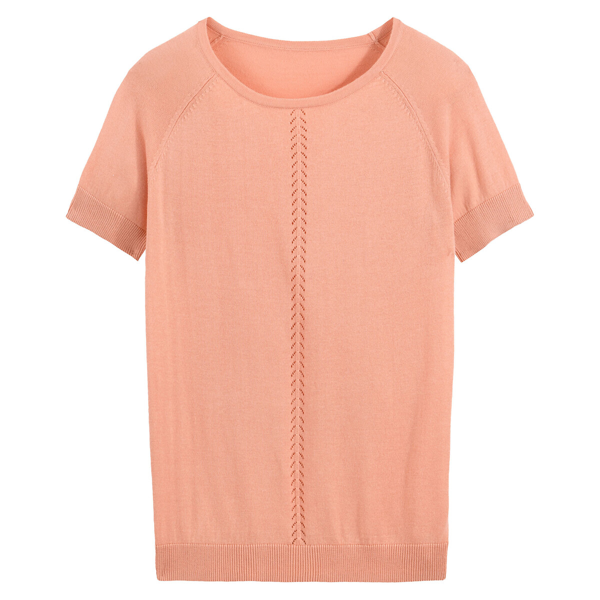 Пуловер La Redoute С короткими рукавами из тонкого трикотажа S розовый, размер S - фото 5