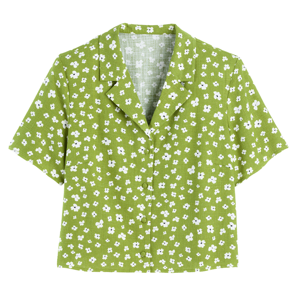 Блузка С цветочным принтом и короткими рукавами 36 (FR) - 42 (RUS) зеленый LaRedoute, размер 36 (FR) - 42 (RUS) Блузка С цветочным принтом и короткими рукавами 36 (FR) - 42 (RUS) зеленый - фото 5