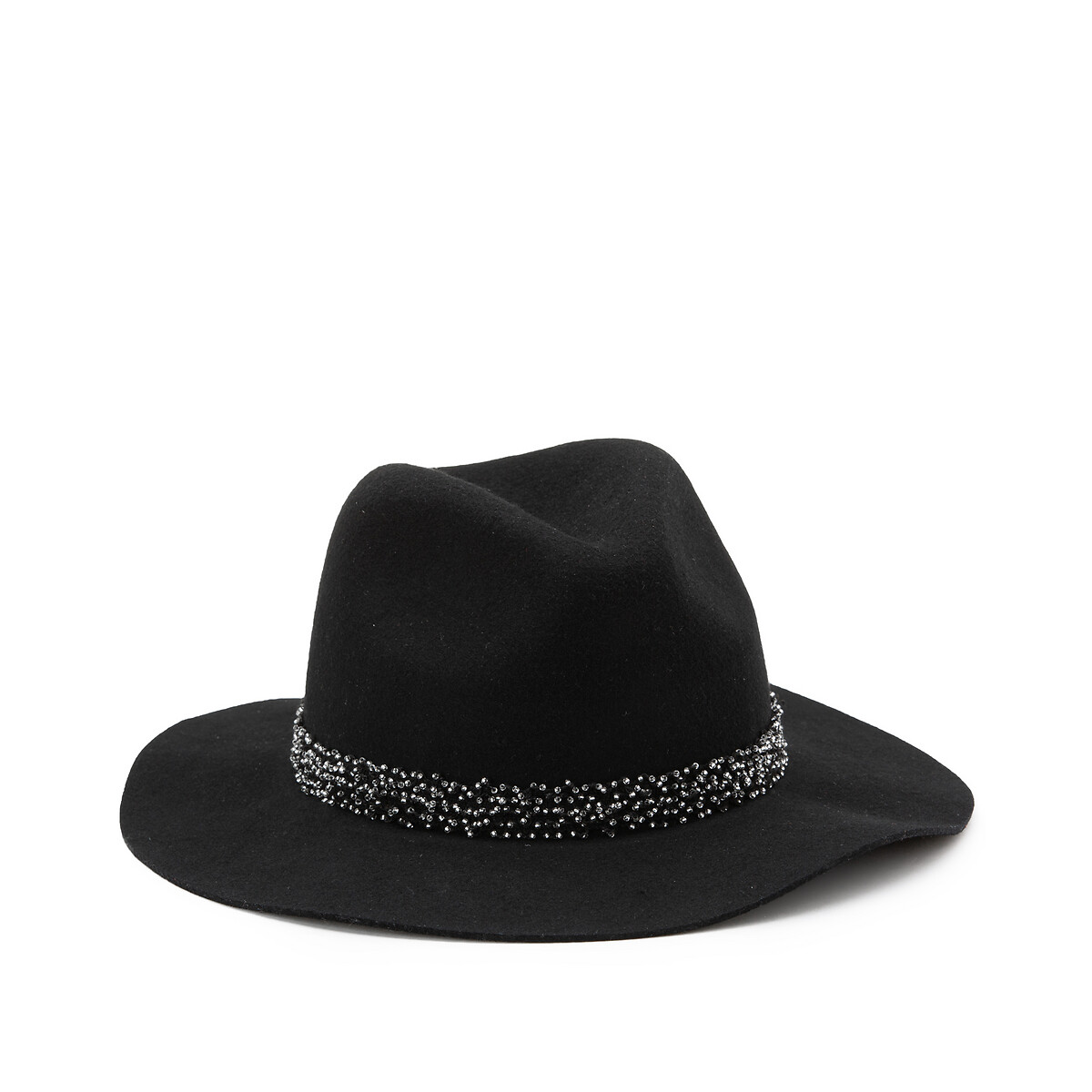 Шляпа La Redoute Из фетра с оригинальным кантом-цепочкой UNI черный, размер UNI