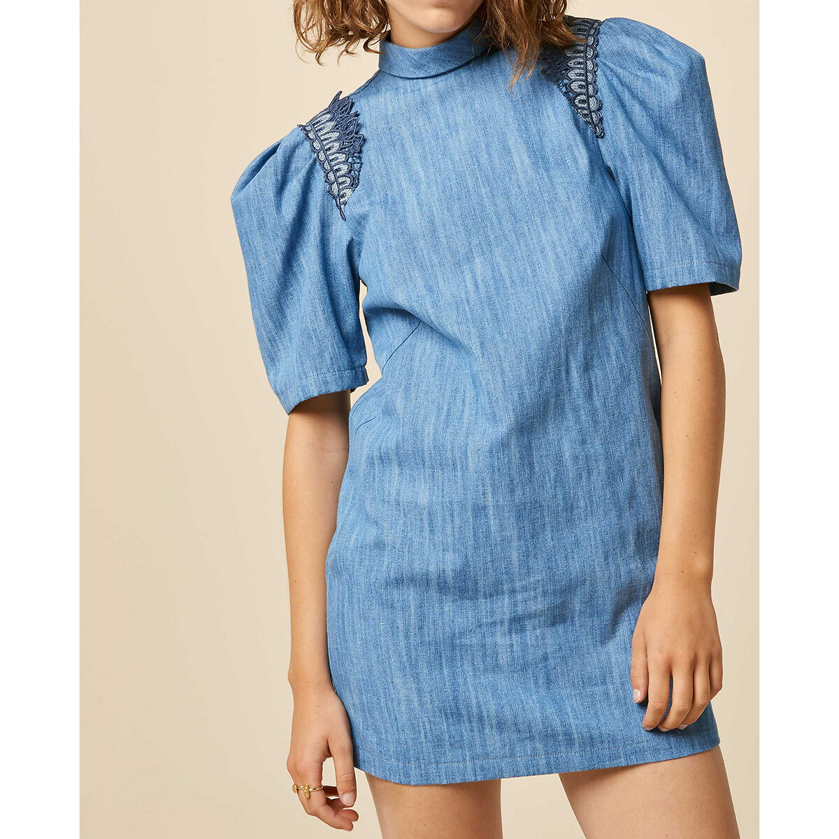 Платье SESSUN Короткое прямое с короткими рукавами L синий, размер L - фото 1