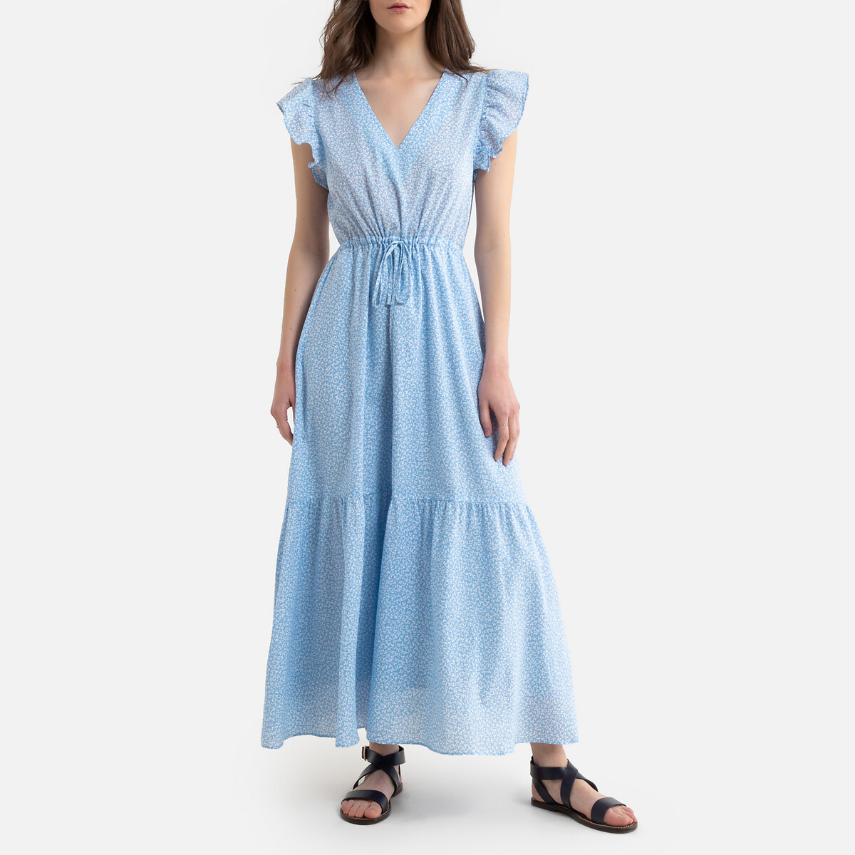 Платье LaRedoute Длинное с плечиками с воланами GABRIEL S синий, размер S - фото 1