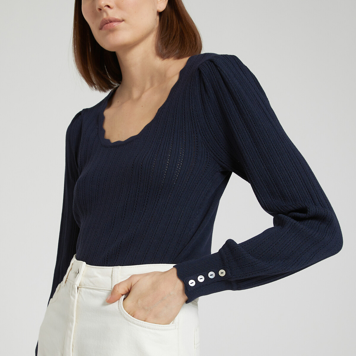 Пуловер из тонкого трикотажа XL синий пуловер в полоску из тонкого трикотажа xs белый