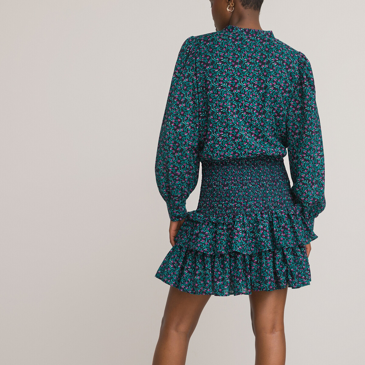 Короткое LA REDOUTE COLLECTIONS Платье с оборками длинные рукава 50 разноцветный, размер 50 - фото 4