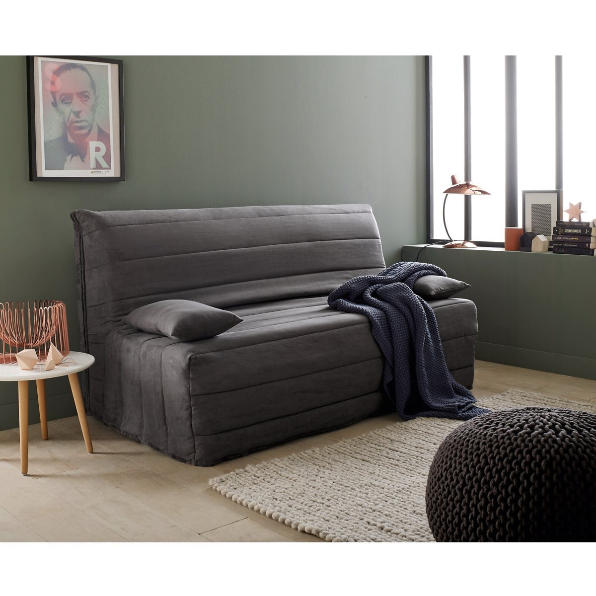 Чехол La Redoute Для дивана-книжки из искусственной замши 140 см серый, размер 140 см - фото 2