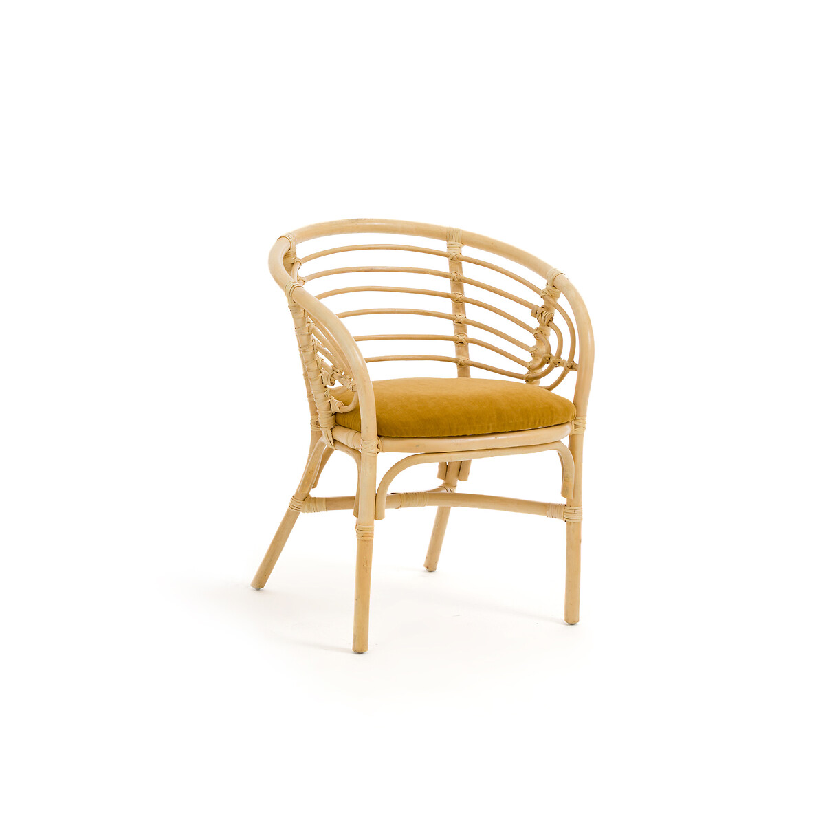 Кресло для столовой из ротанга и велюра Dhony единый размер желтый