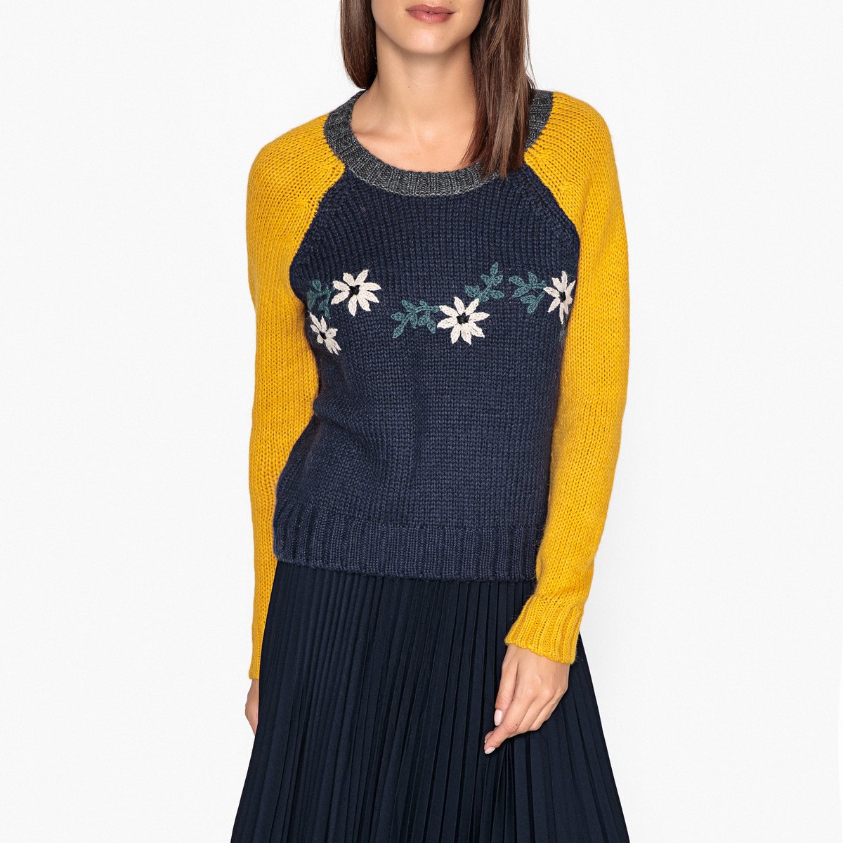 Пуловер с круглым вырезом из вязаного трикотажа MARCELINOU LEON and HARPER 