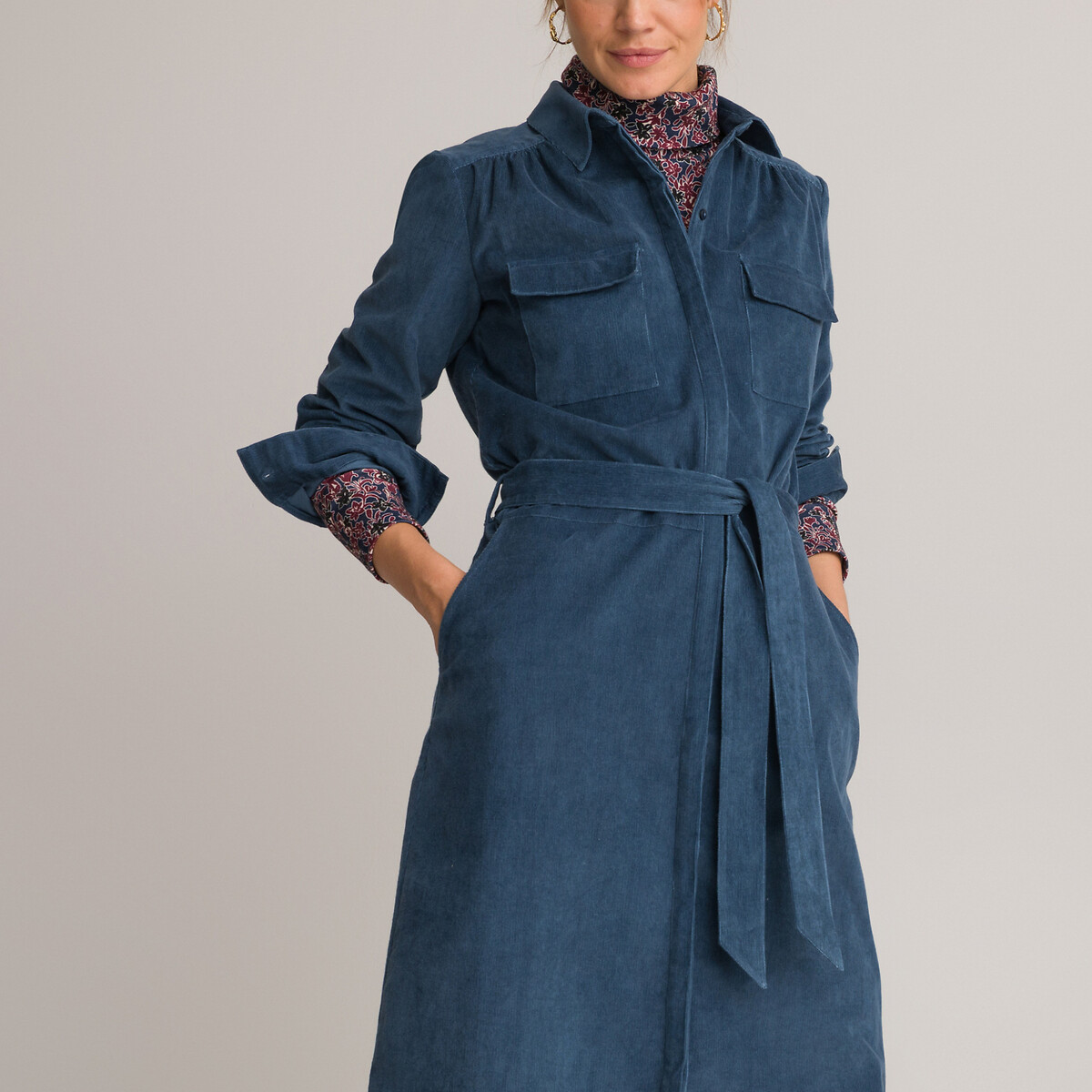 Платье ANNE WEYBURN Платье Длинное расклешенное из бархата с длинными рукавами 48 синий, размер 48 - фото 1