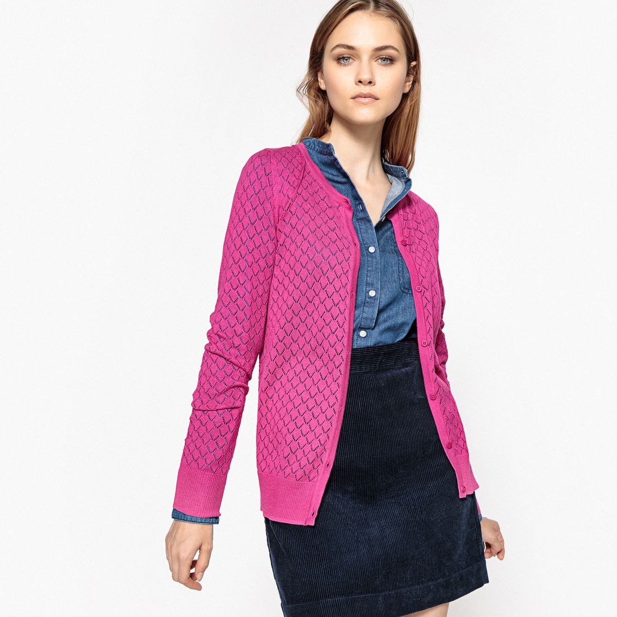 Cardigan ajouré, coton