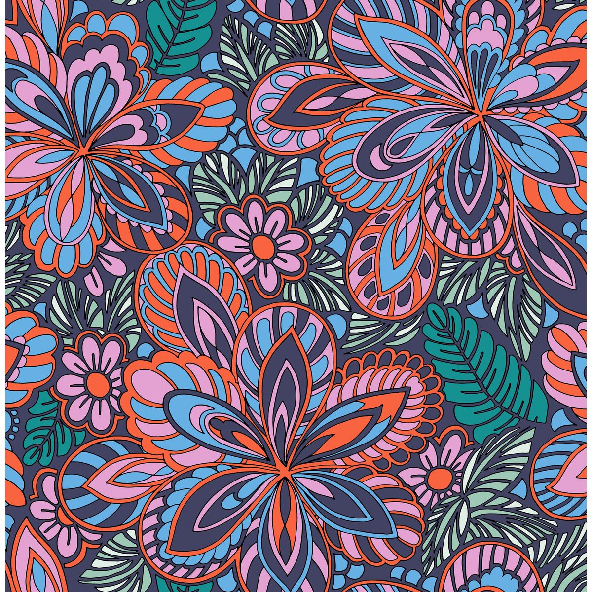 Elle Papier Peint Intissé Happy Fleurs Multi 10 m x 52 cm
