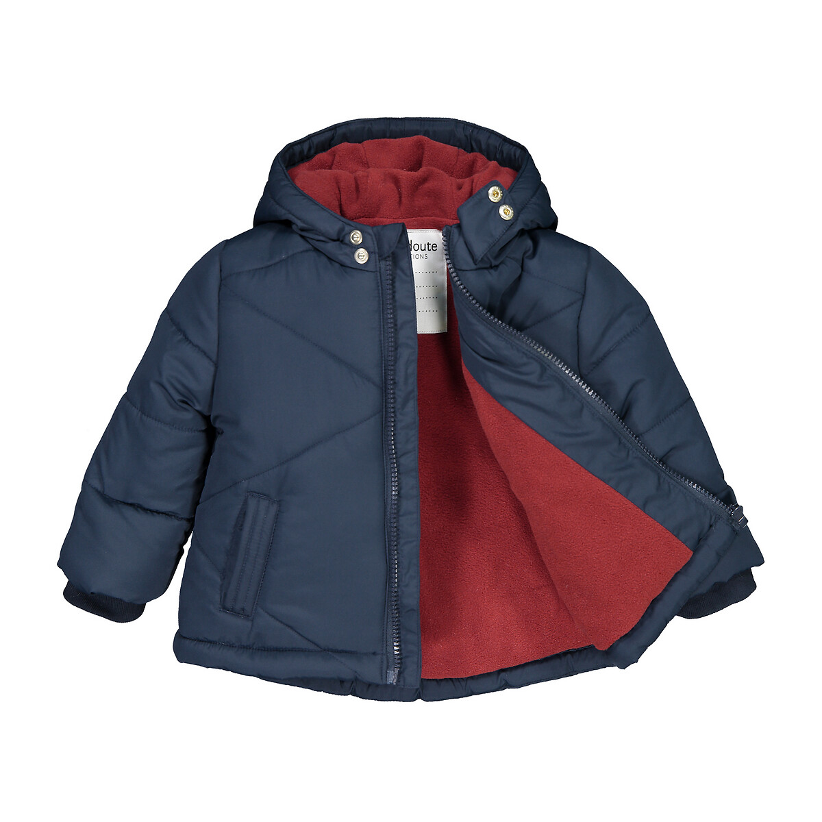 Куртка La Redoute Стеганая с капюшоном подкладка из флиса 3 мес-3лет 6 мес. - 67 см синий, размер 6 мес. - 67 см - фото 3