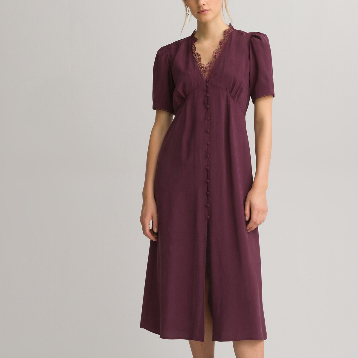 Платье LaRedoute Длинное V-образный вырез короткие рукава 40 красный, размер 40 - фото 1