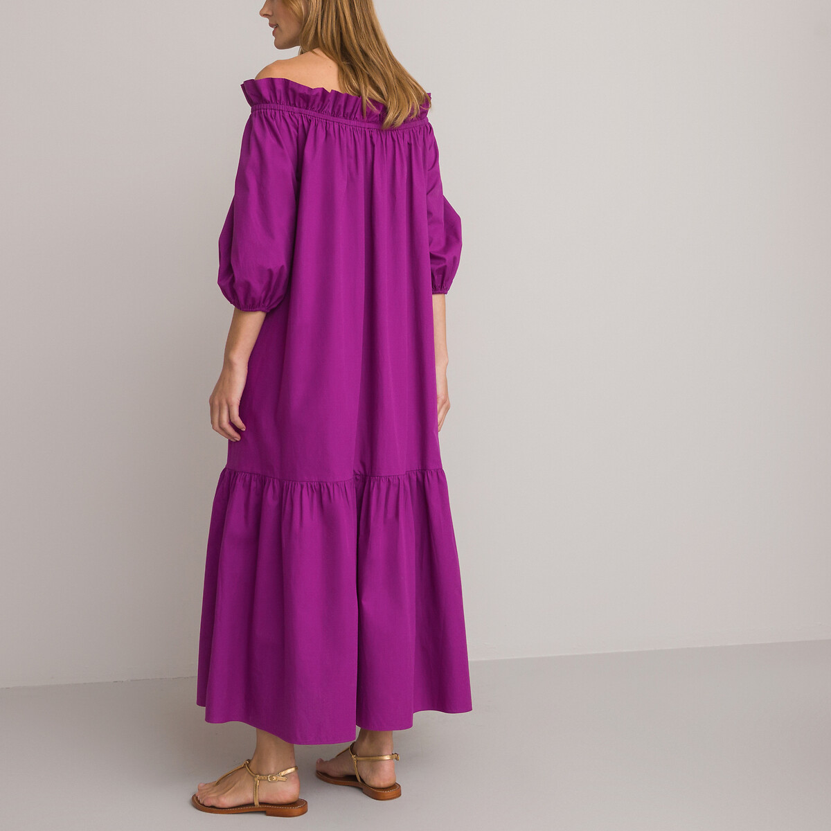 Платье Длинное круглый вырез короткие рукава с напуском 54 фиолетовый LaRedoute, размер 54 - фото 4