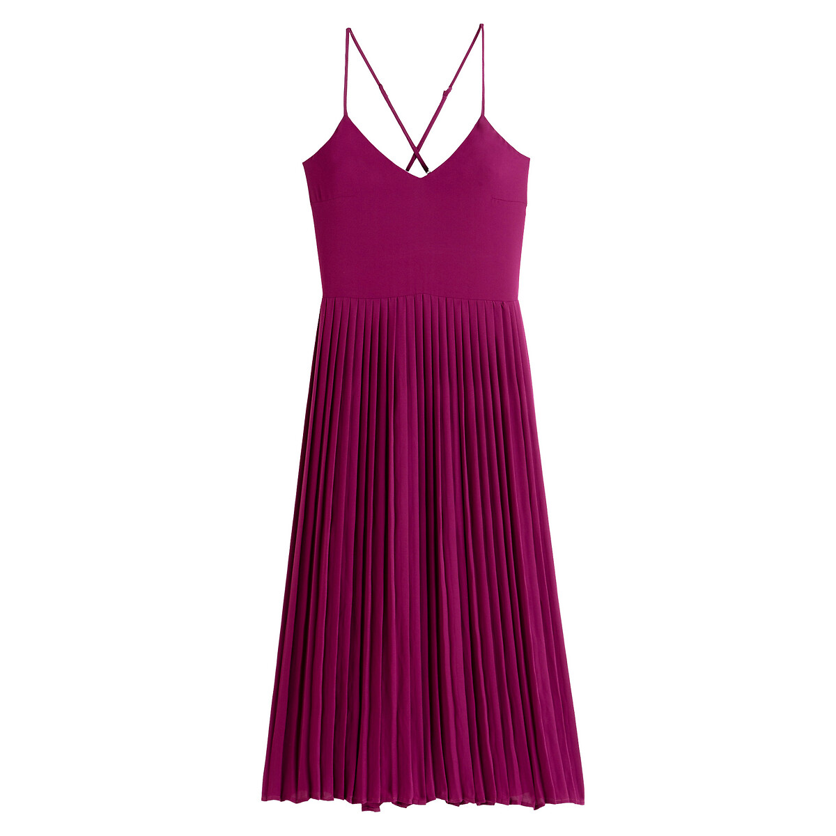 Платье LaRedoute На тонких бретелях длина миди 46 (FR) - 52 (RUS) фиолетовый, размер 46 (FR) - 52 (RUS) На тонких бретелях длина миди 46 (FR) - 52 (RUS) фиолетовый - фото 5