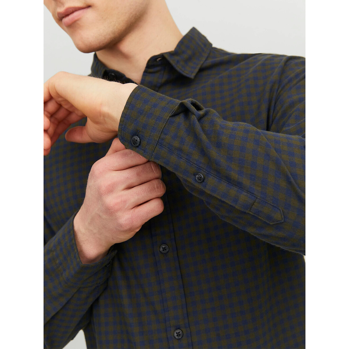 Рубашка Слим в клетку Gingham Twill XL синий LaRedoute, размер XL - фото 3