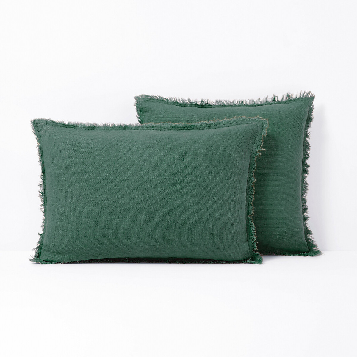 Чехол LaRedoute На подушку 100 лен Linange 50 x 50 см зеленый, размер 50 x 50 см - фото 1