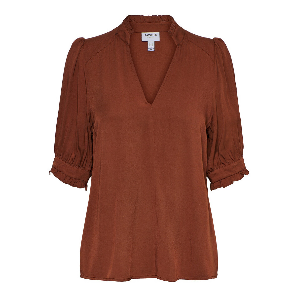 Блузка La Redoute С рукавми 34 и V-образным вырезом XS оранжевый, размер XS - фото 5