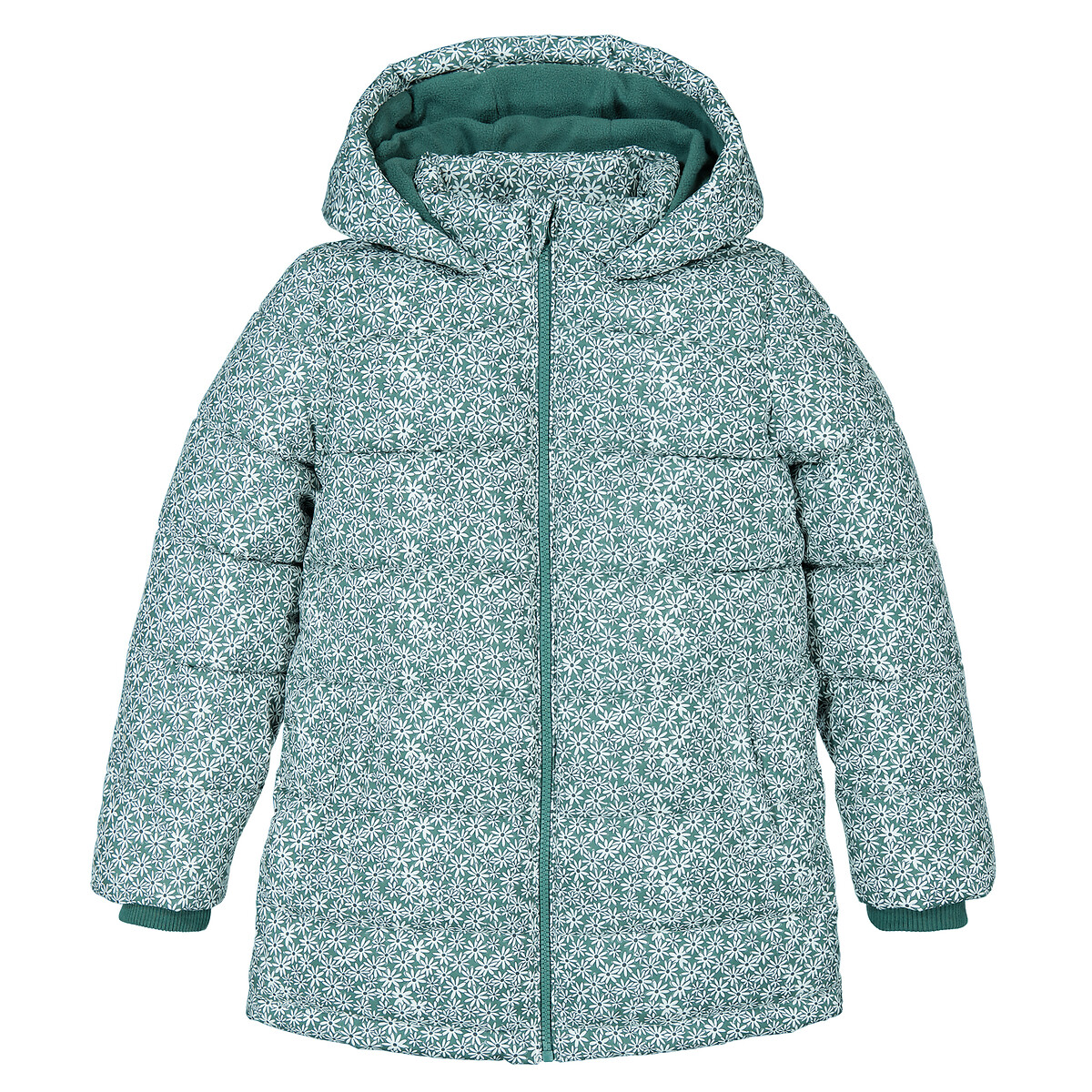 Куртка Стеганая утепленная с капюшоном цветочный принт 6 лет - 114 см зеленый LaRedoute, размер 6 лет - 114 см - фото 3