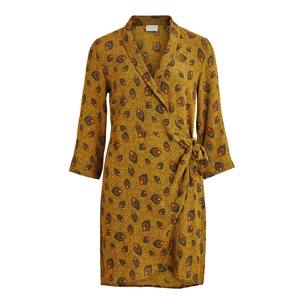 Платье La Redoute С запахом с принтом рукава 36 (FR) - 42 (RUS) желтый, размер 36 (FR) - 42 (RUS) С запахом с принтом рукава 36 (FR) - 42 (RUS) желтый - фото 5
