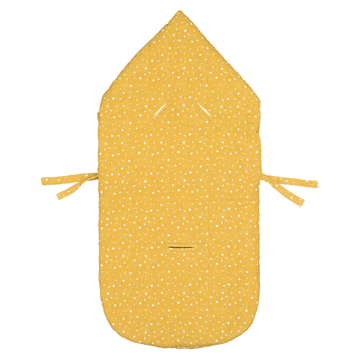 Конверт La Redoute Для новорожденного с капюшоном с рисунком из газовой хлопчатобумажной ткани единый размер желтый - фото 3
