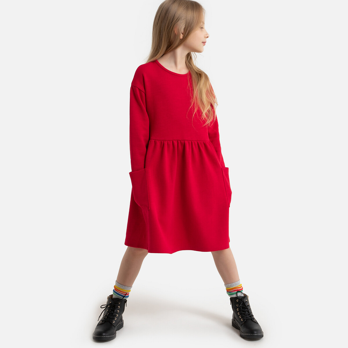 Платье La Redoute Расклешенное из трикотажа 3-12 лет 6 лет - 114 см красный, размер 6 лет - 114 см