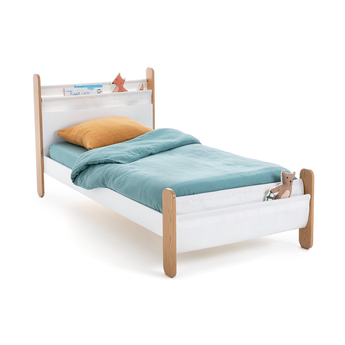 Кровать С основанием и карманами для хранения Nadon 90 x 190 см бежевый