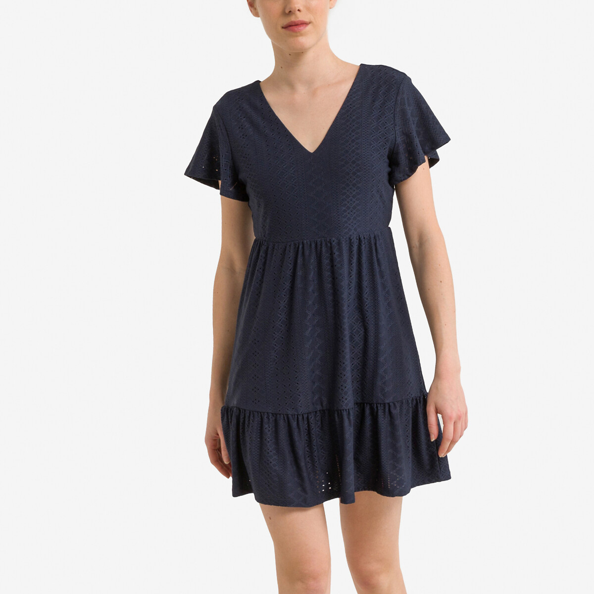 Платье короткое с V-образным вырезом XL синий