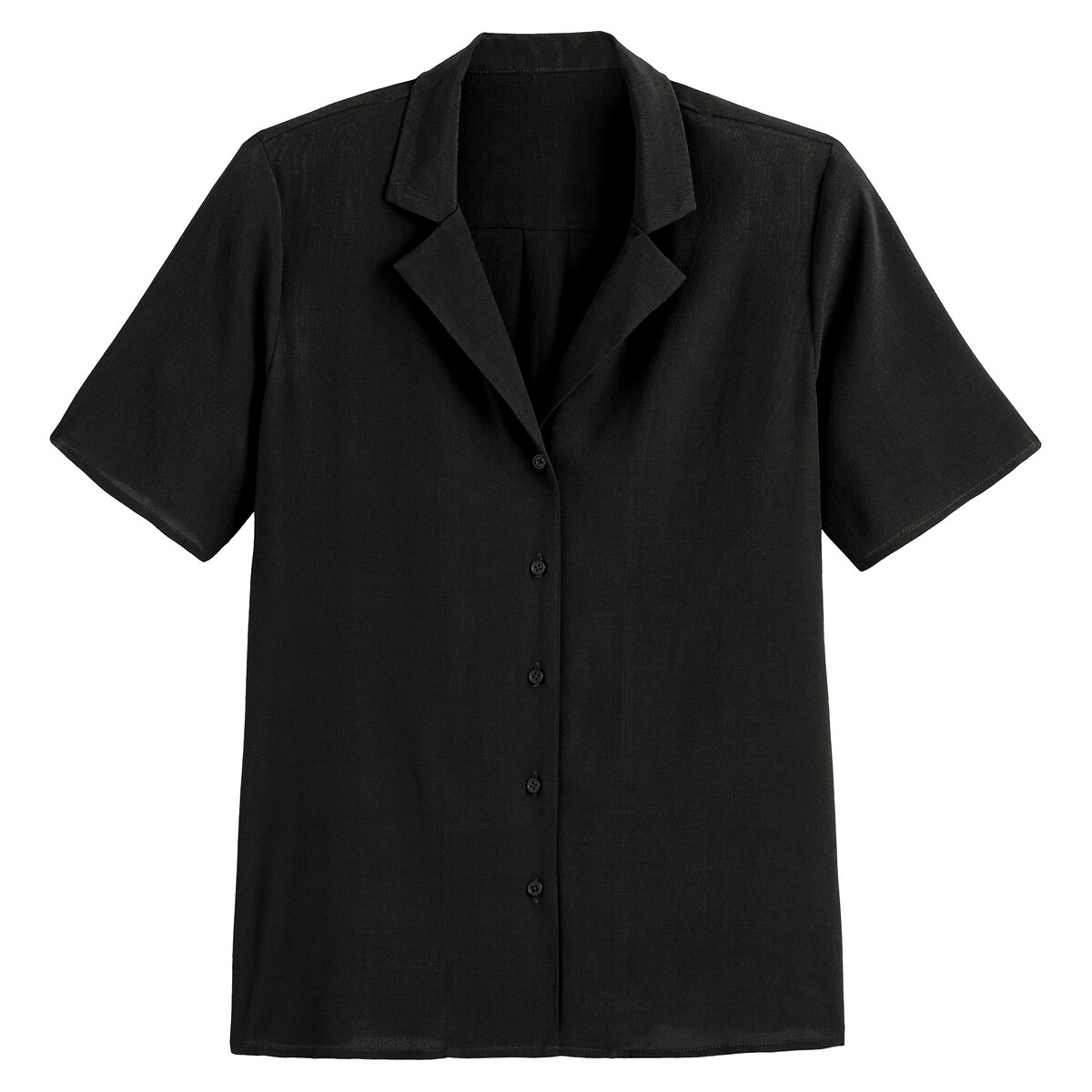 Рубашка LaRedoute С пижамным воротником и короткими рукавами 48 (FR) - 54 (RUS) черный, размер 48 (FR) - 54 (RUS) С пижамным воротником и короткими рукавами 48 (FR) - 54 (RUS) черный - фото 5