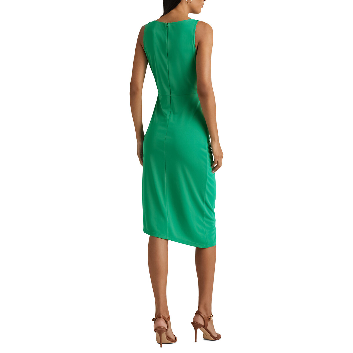 Платье-миди Прямого покроя без рукавов 42 зеленый LaRedoute, размер 42 - фото 3