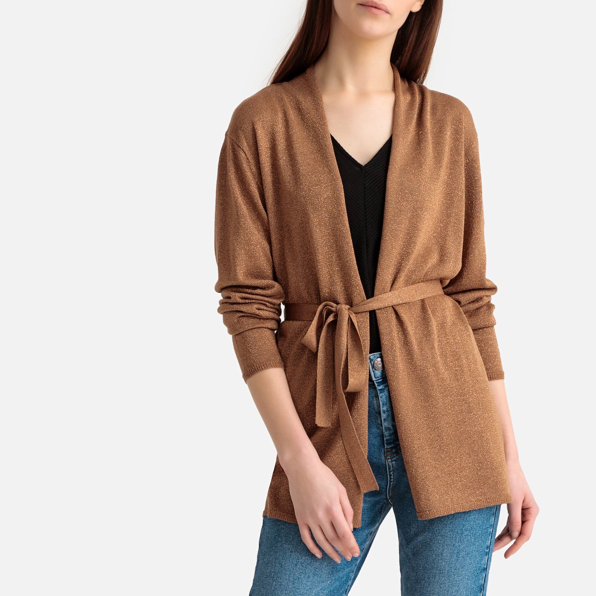 

Кардиган La Redoute, Каштановый, С шалевым воротником L каштановый