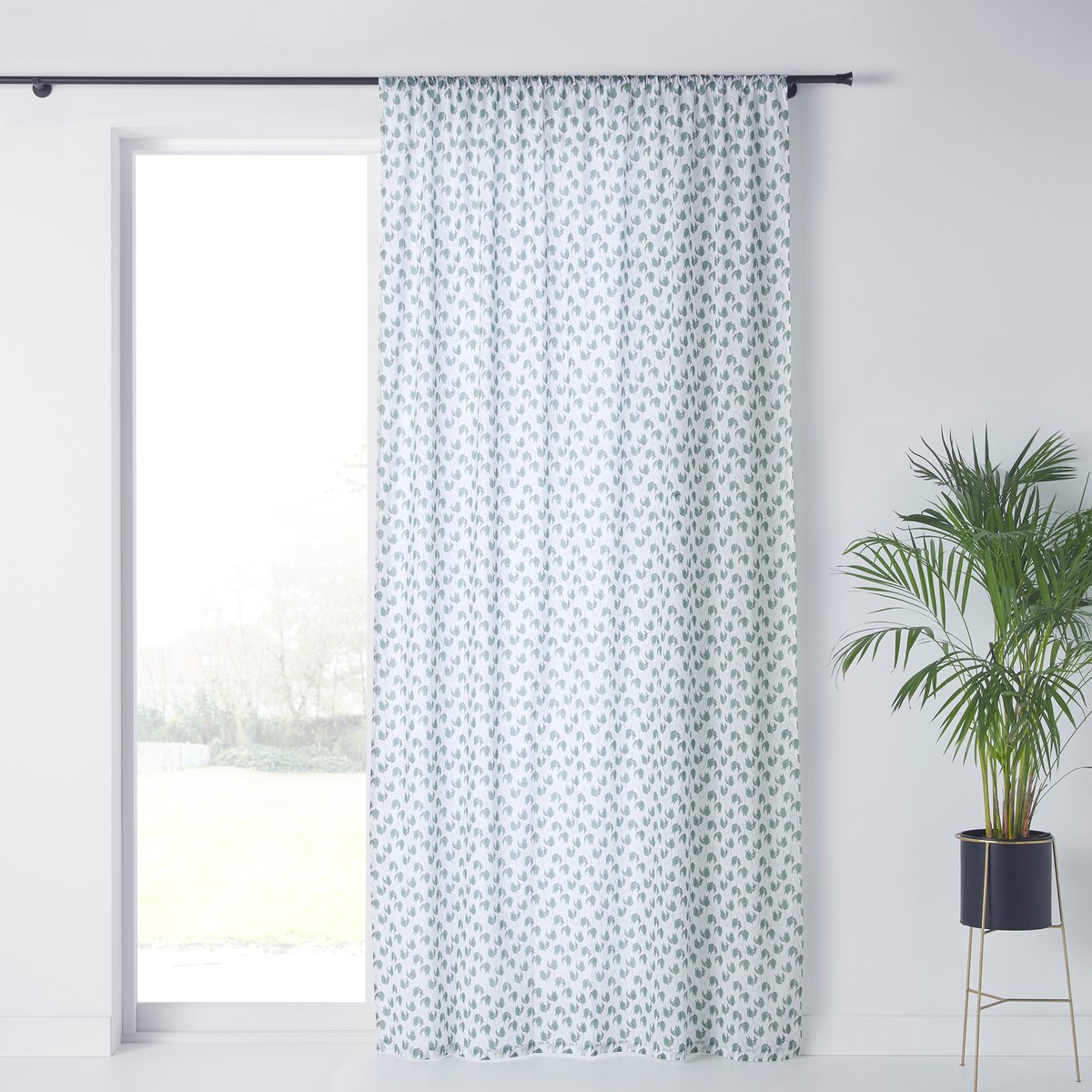 Image of Lenita Printed Single Curtain in Cotton with Rod Pocket.
