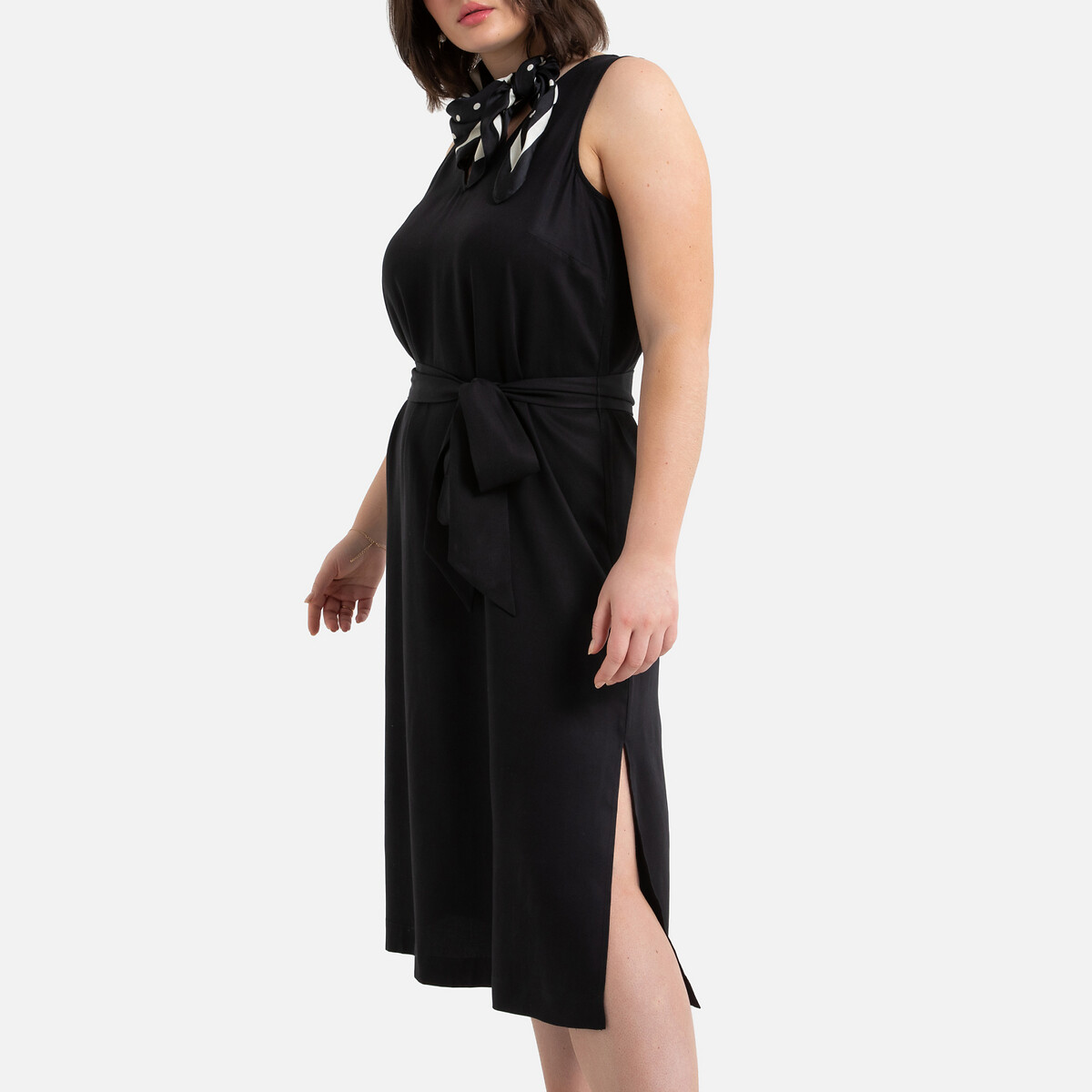 Платье LaRedoute Длинное прямое из лиоцелла без рукавов 56 черный, размер 56 - фото 2