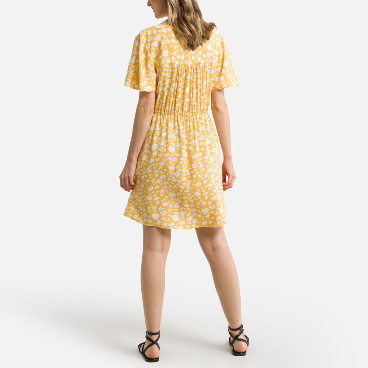Платье Короткое с V-образным вырезом 40 желтый LaRedoute, размер 40 - фото 4