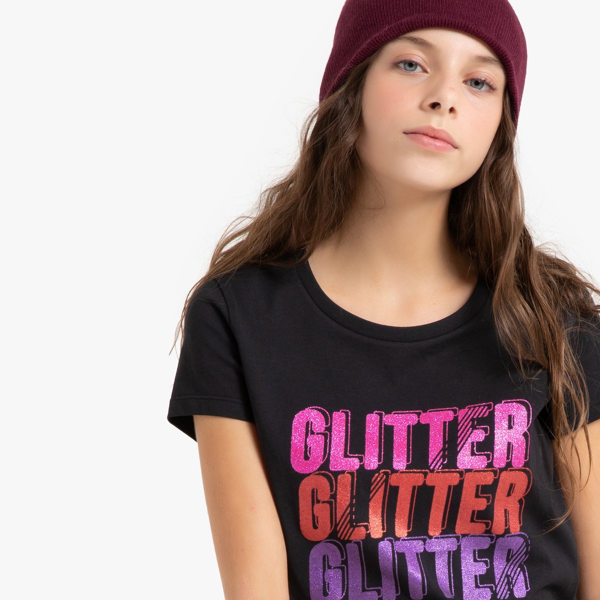 

Футболка La Redoute, Черный, С круглым вырезом и надписью Glitter с принтом 10 черный