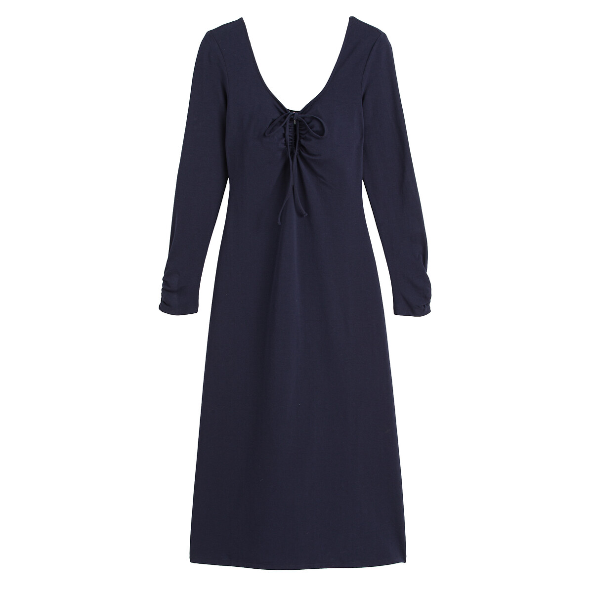 Платье LA REDOUTE COLLECTIONS С V-образным вырезом спереди и на спинке и длинными рукавами 50 синий, размер 50 - фото 5